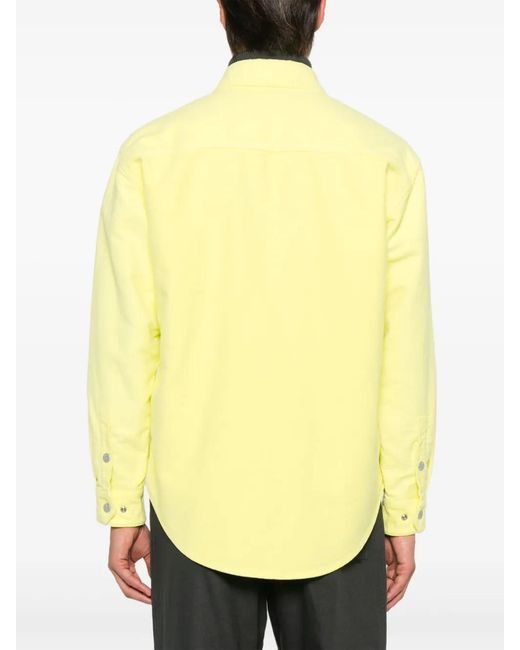Stone Island Yellow Logo-Embroidered Shirt for men