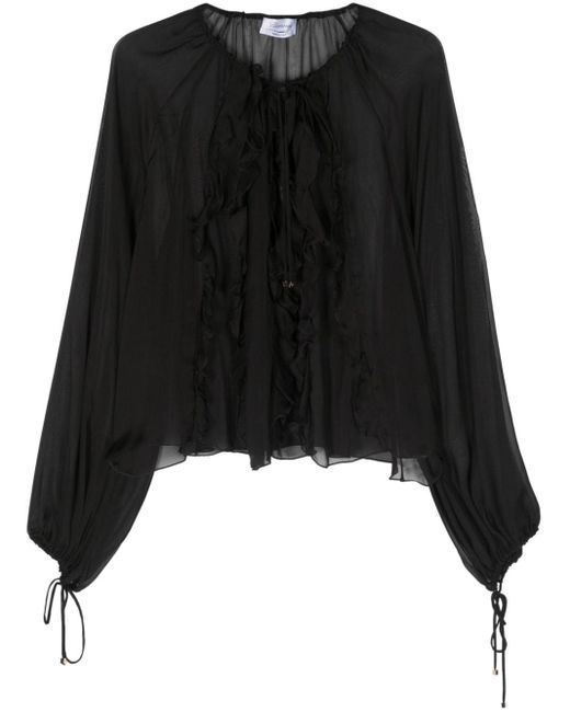 Blumarine Black Ruffled chiffon blouse