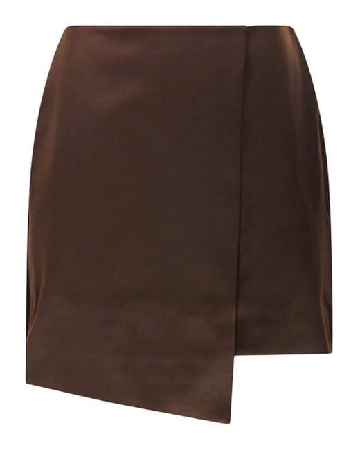 By Malene Birger Raye アシンメトリー サテンミニスカート Brown