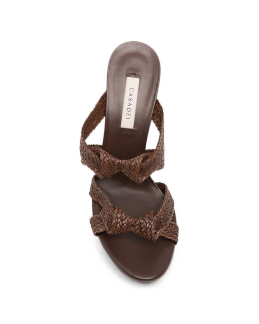 Casadei Brown Woven-Leather Sandals