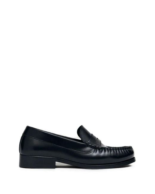 Alohas Blue Rivet Leather Penny Loafers