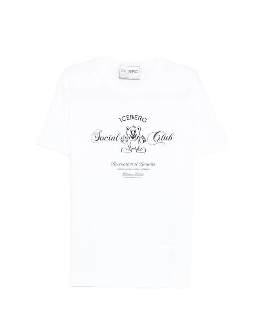 Iceberg White Graphic T-Shirt for men