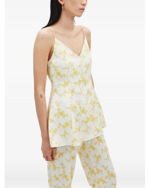 BITE STUDIOS White Floral-Print Spaghetti-Strap Top