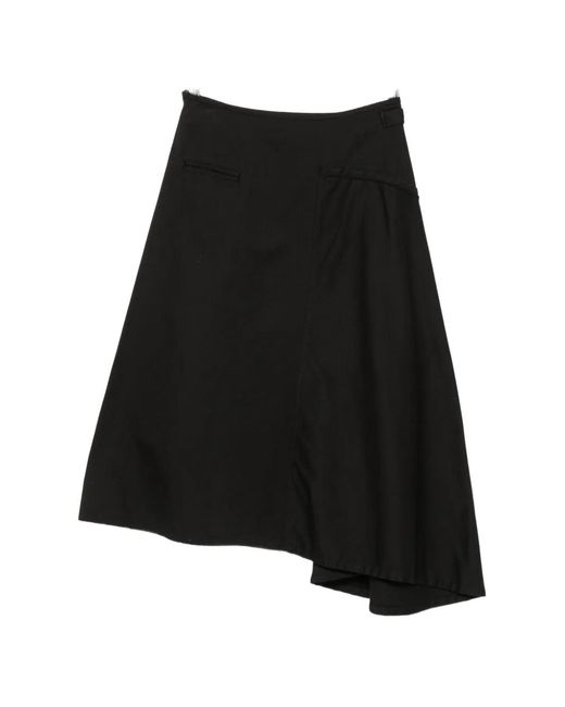 Yohji Yamamoto Black Asymmetric Panelled Mini Skirt