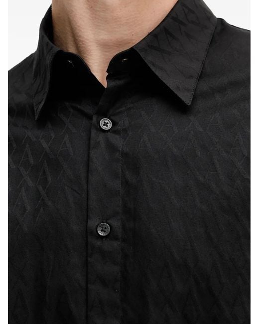 ARMANI EXCHANGE Black Patterned Buttoned Shirt for men