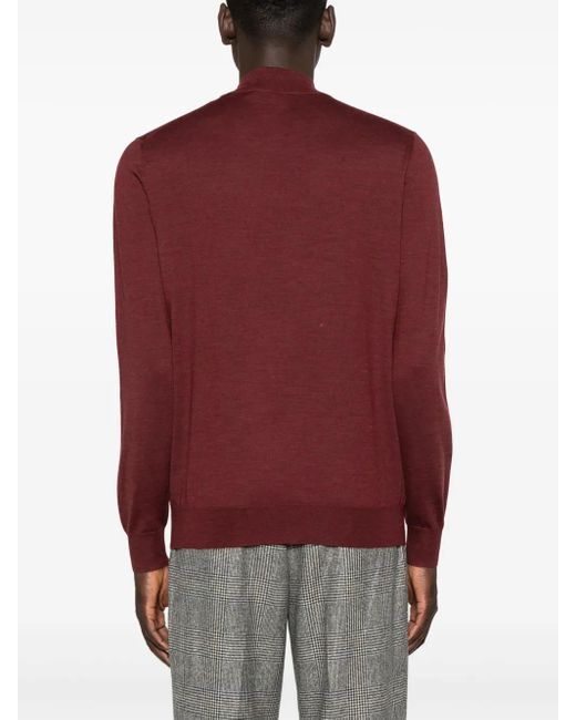Corneliani Red Long-Sleeve Wool Sweater for men
