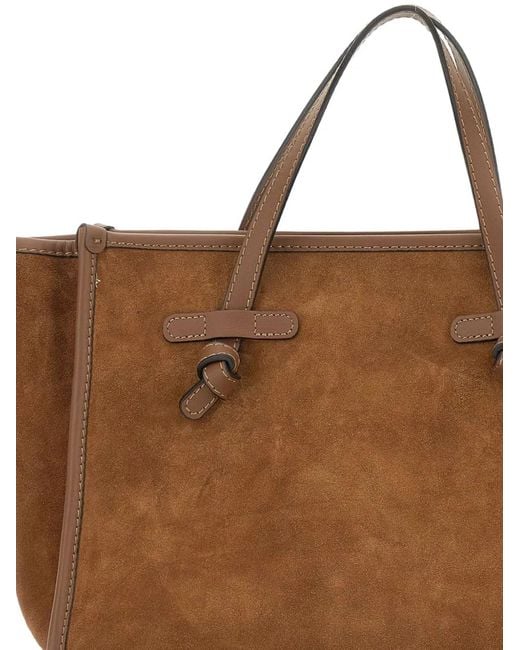 Gianni Chiarini Brown Marcella Club Knot-Detail Suede Tote Bag