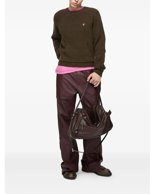 Acne Brown Pocket-Detail Raglan-Sleeve Sweater for men