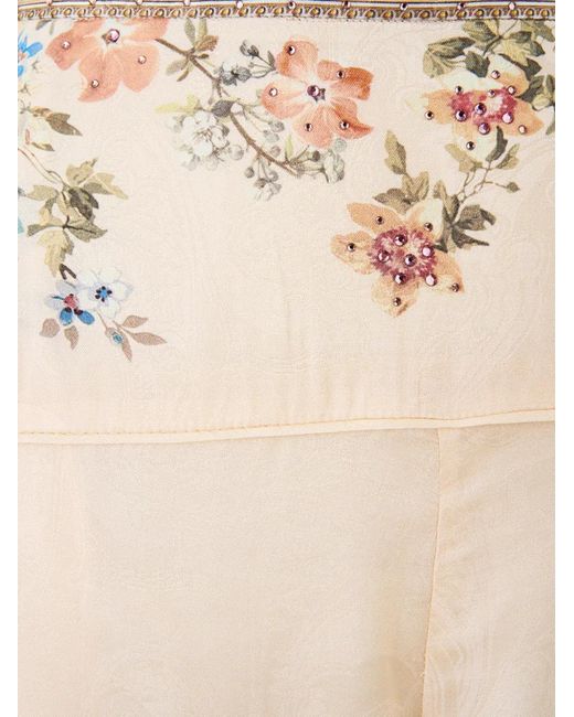 Camilla Natural Short À Fleurs Et Finitions En Dentelle