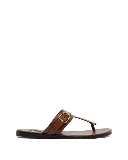 Tom Ford Brown Buckle-Detail Leather Sandals for men