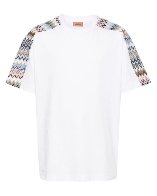 Camiseta con detalle en zigzag Missoni de hombre de color White