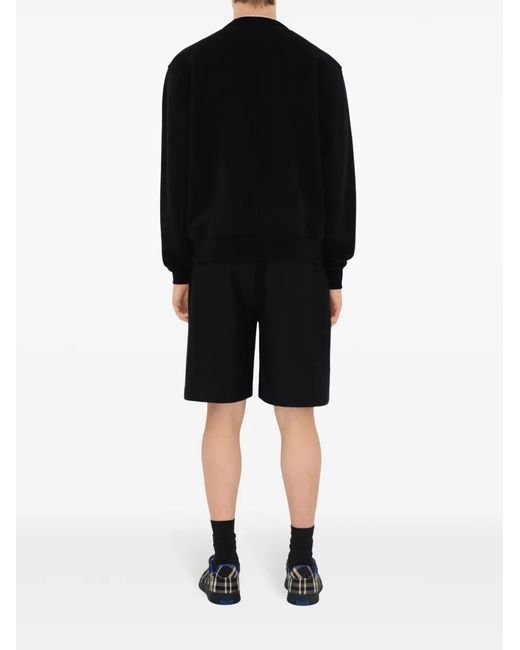 Burberry Black Flocked-Logo Cotton-Blend Shorts for men