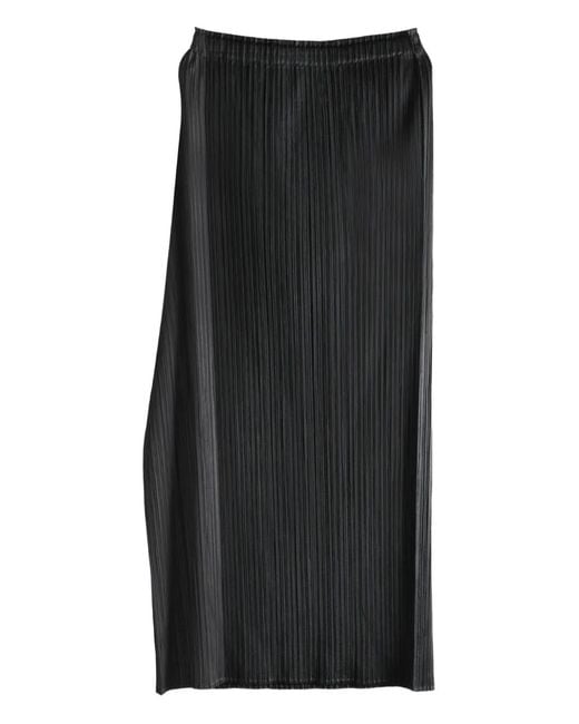 Pleats Please Issey Miyake Black Pointe Pleated Panelled Midi Skirt