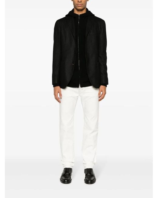 Roberto Collina Black Fine-Ribbed Bomber Jacket for men