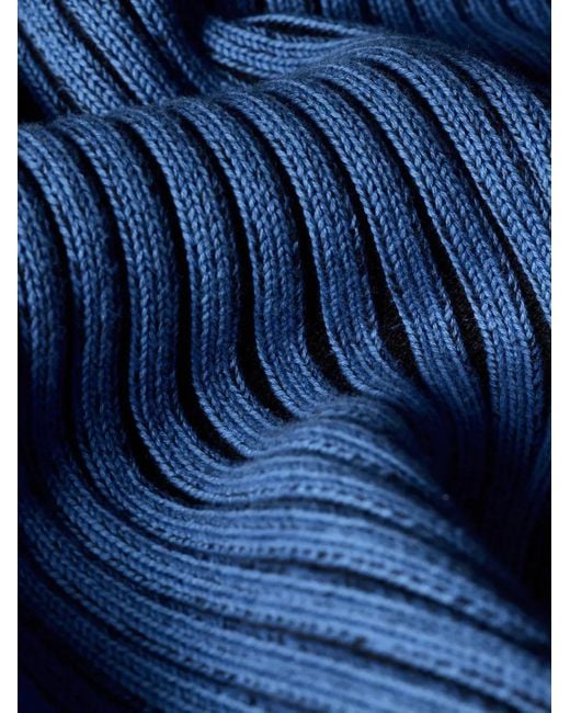 Paul Smith Blue Ribbed-Knit Logo-Patch Sweater for men