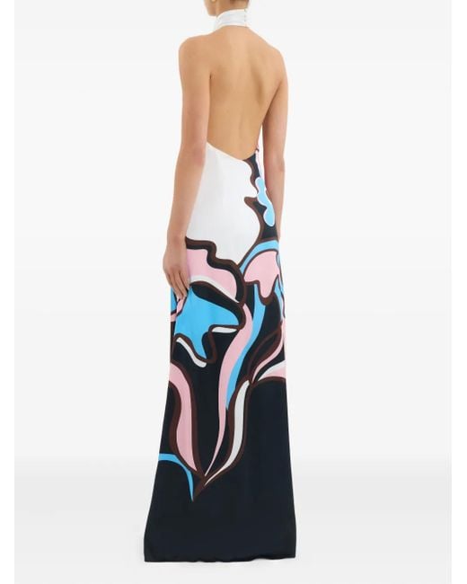 Rebecca Vallance Blue Halter Barbados Breeze Maxi Dress