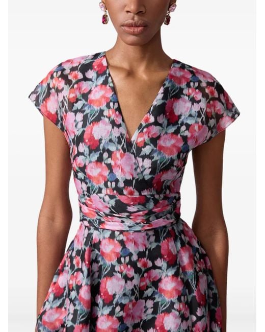 Abito Midi Con Stampa di Carolina Herrera in Purple