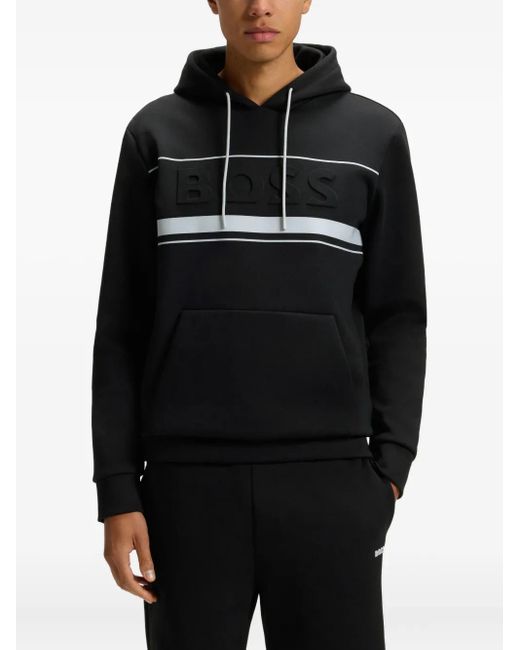 Felpa Con Cappuccio E Logo Goffrato di Boss in Black da Uomo