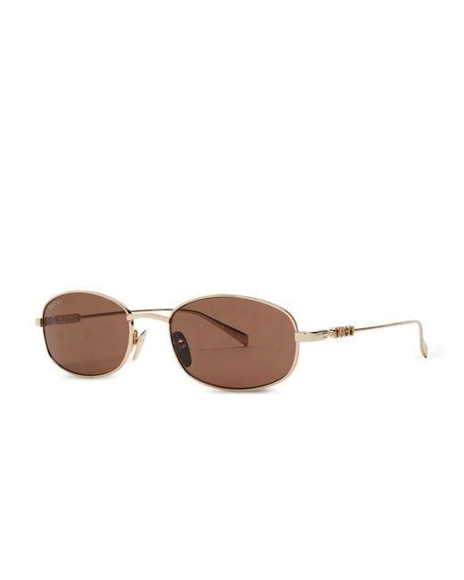 Gucci Brown Oval-Frame Sunglasses for men