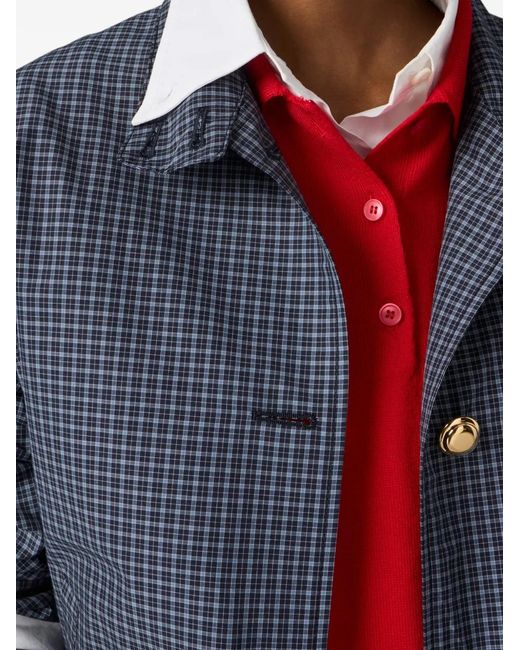 Miu Miu Blue Checked Technical Fabric Blouson Jacket