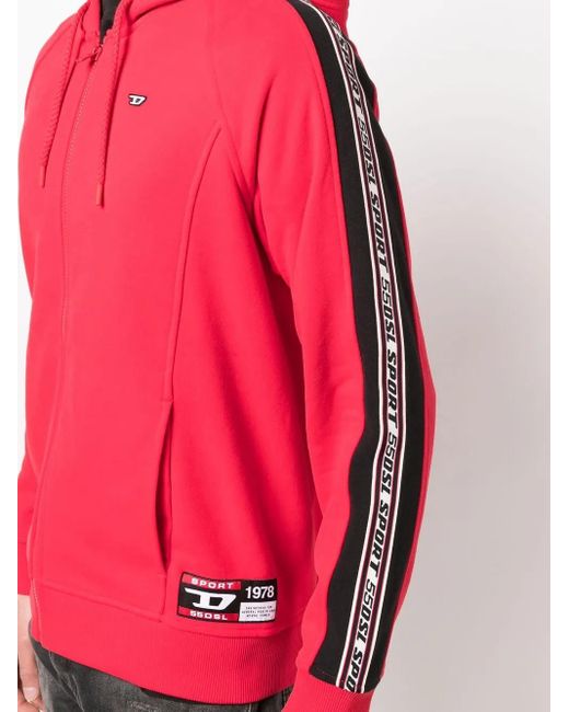 DIESEL Red Side Logo-Print Detail Hoodie for men