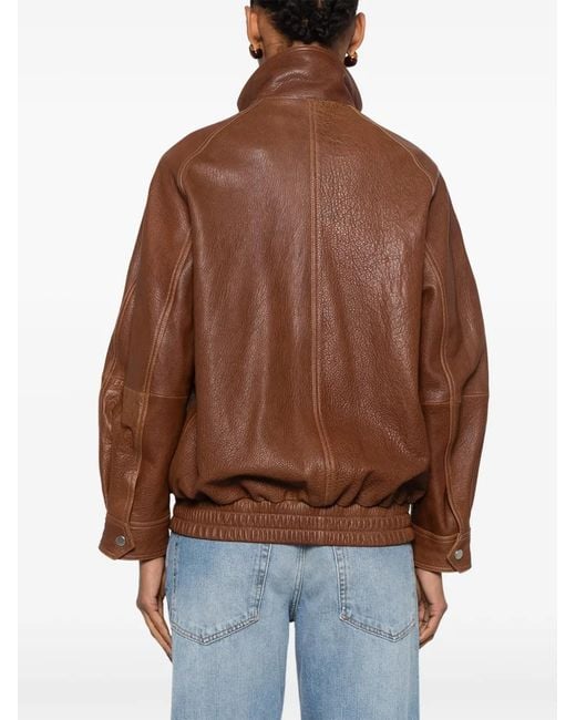 Nour Hammour Brown Ariste Leather Jacket
