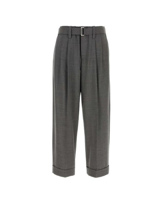 Brunello Cucinelli Gray Belted Pleated Trousers