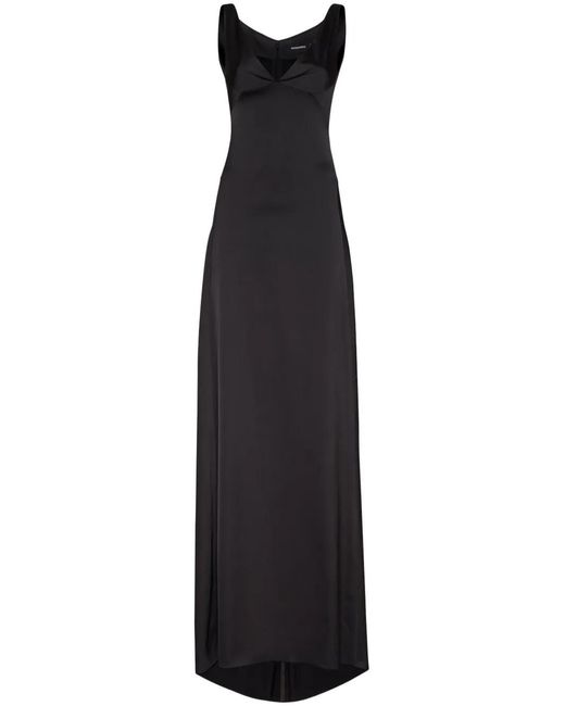 DSquared² Black Satin Maxi Dress