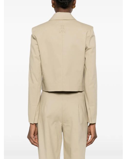 Patrizia Pepe Natural Cropped Buttoned Blazer
