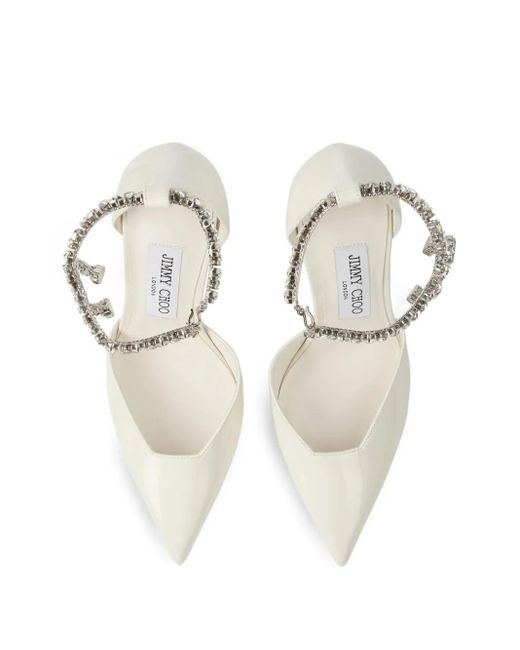 Jimmy Choo White 100Mm Stevie Crystal-Embellished Pumps