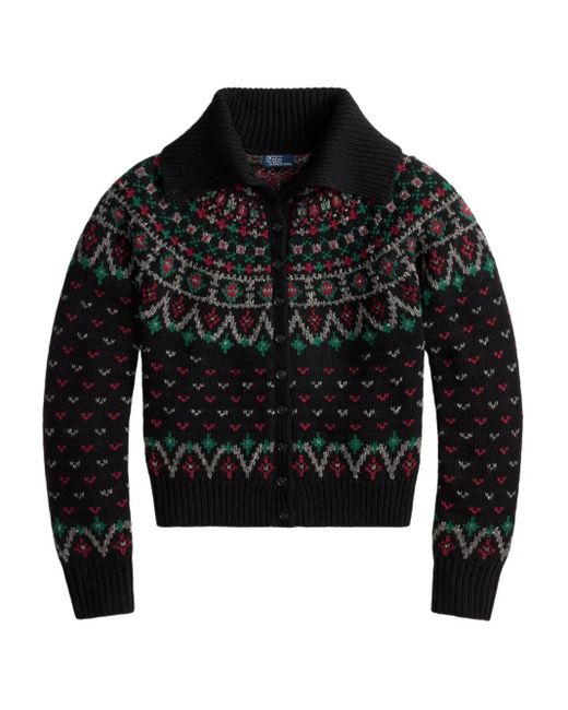 Polo Ralph Lauren Black Fair Isle-Pattern Cardigan