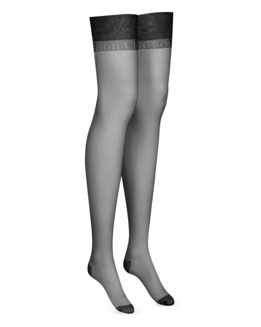 Maison Close Black Logo-Intarsia Semi-Sheer Stockings