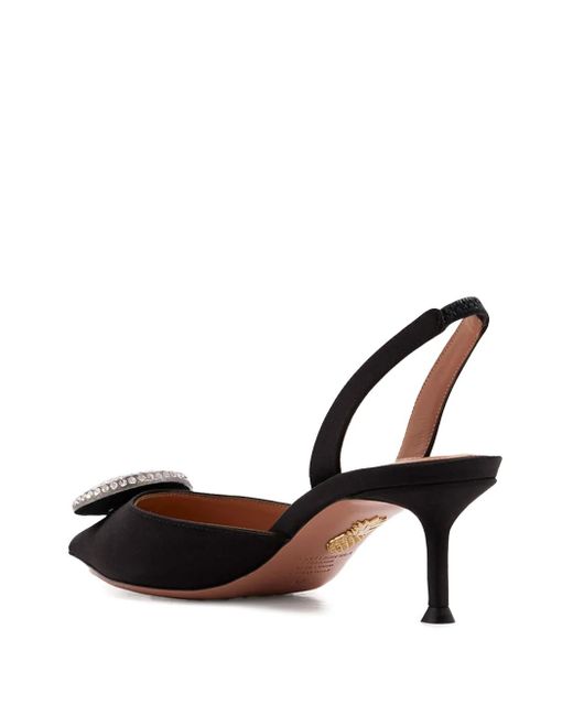 Aquazzura Black 50Mm Crystal-Embellished Sling Pumps