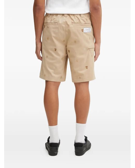 Aape By A Bathing Ape Natural Logo Graphic Shorts for men
