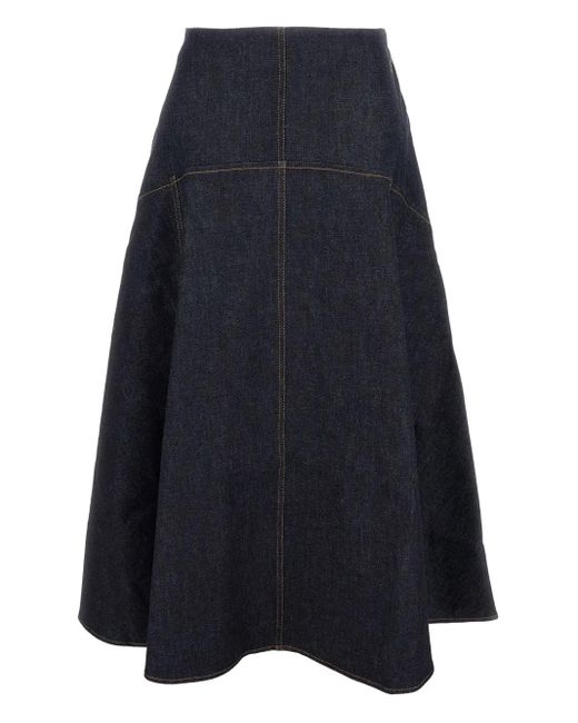 Jacquemus Blue 'De-Nîmes Triangle' Denim Flared Skirt