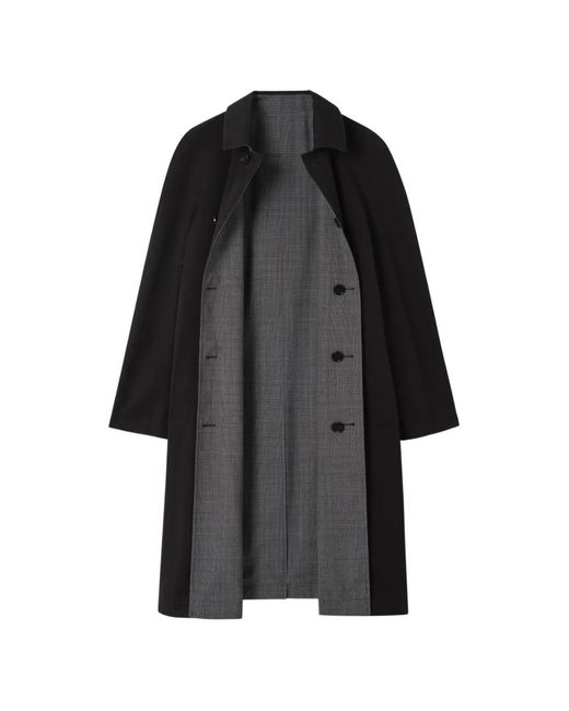 Burberry Black Long Reversible Check Wool Parkbury Car Coat for men