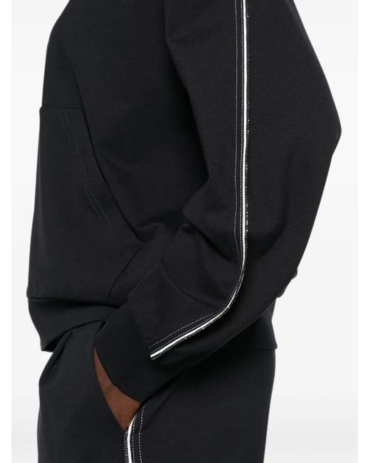 Fabiana Filippi Black Zip-Fastening Side-Stripe Hoodie