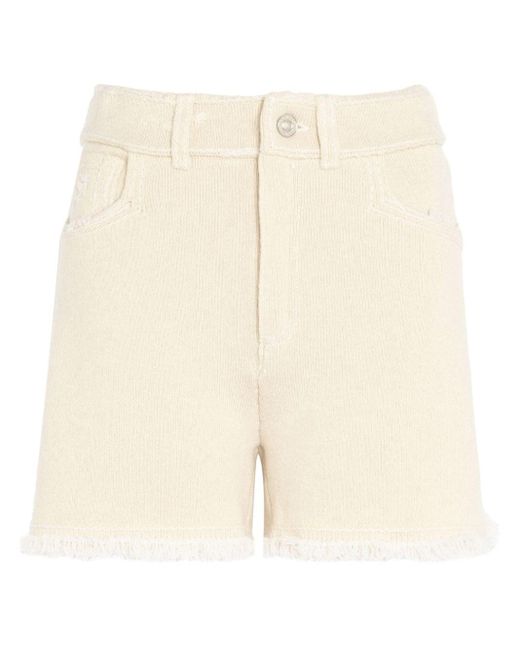Barrie Natural Frayed-detail Knitted Shorts