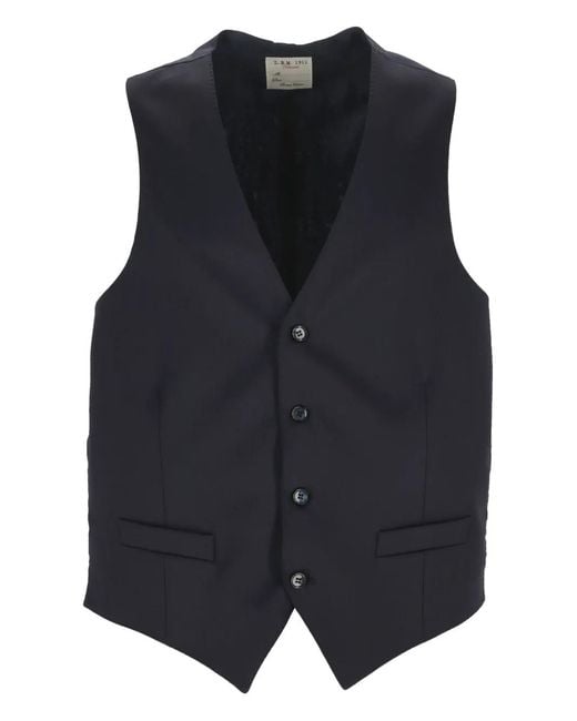 L.b.m. 1911 Blue Button V-Neck Waistcoat for men