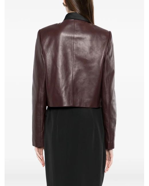 Versace Brown Leather Zipped Jacket