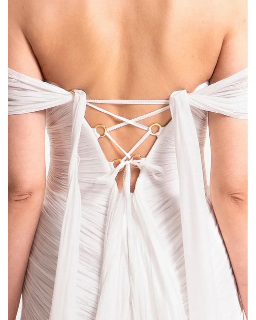 Maria Lucia Hohan White Cassiopeia Cut-Out Lace-Up Maxi Dress