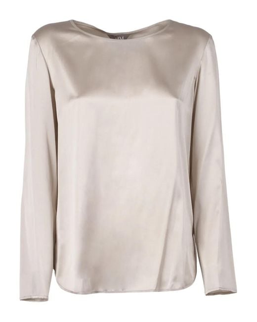 Max Mara Moldava Top Met Lange Mouwen in het Natural