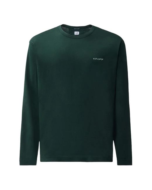 C P Company Green Sweat À Logo Imprimé À Manches Longues for men