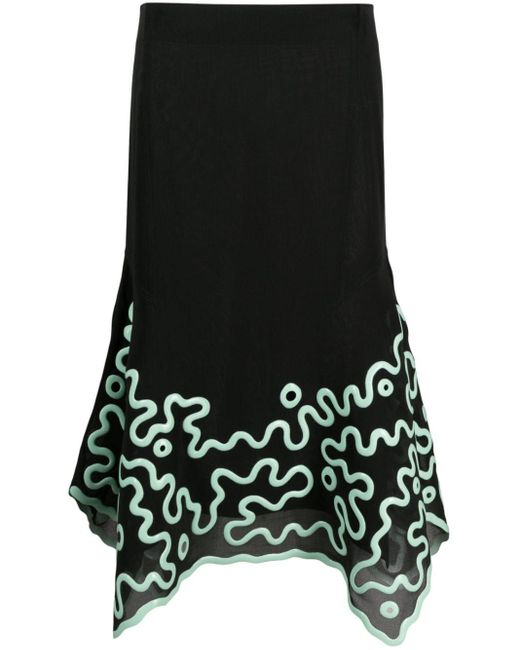 Bottega Veneta Black Abstract 3d-print Silk Skirt - Women's - Cotton/thermoplastic Elastomers (tpe)