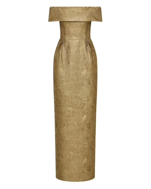 Rebecca Vallance Metallic Off-Shoulder Brocade Gown