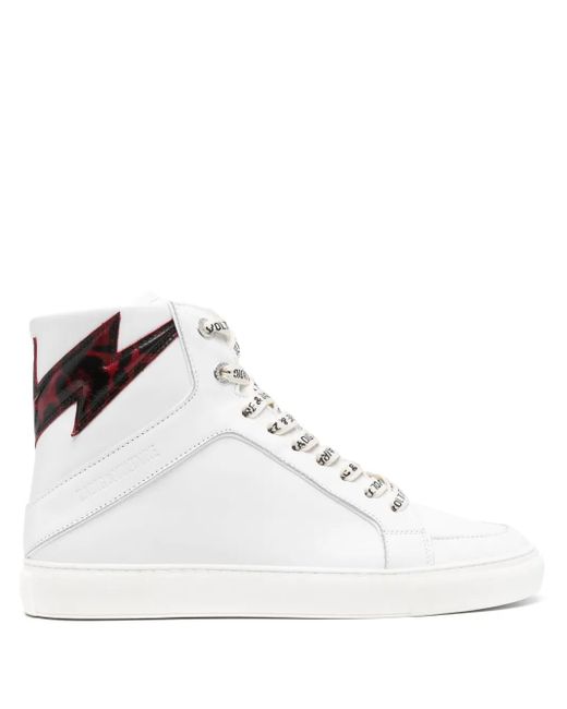 Zadig & Voltaire White High Flash Logo-embossed Leather High-top Trainers