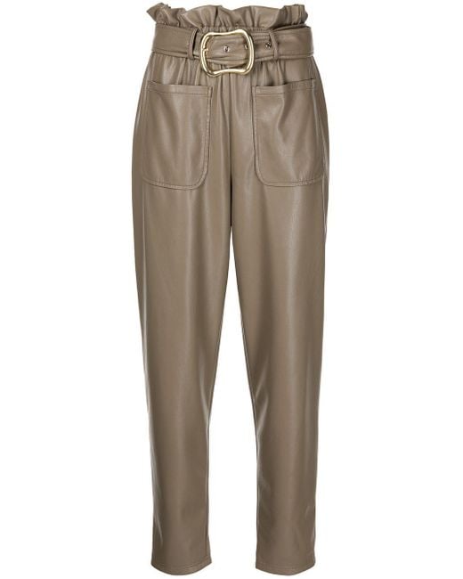 Jonathan Simkhai Renata Faux-leather Tapered-leg Trousers in Brown | Lyst