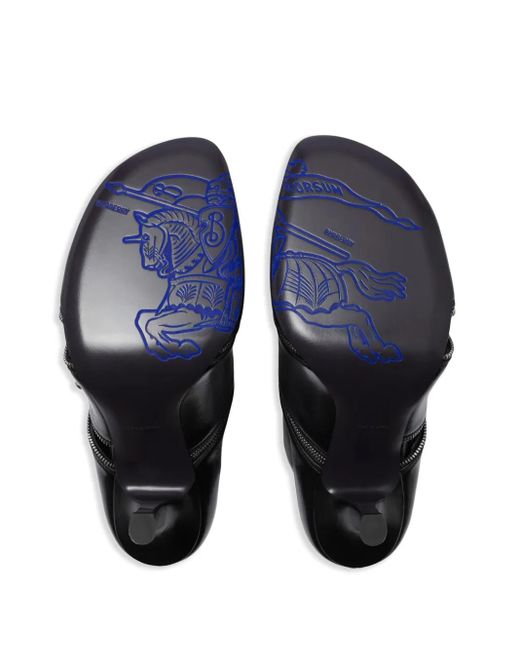 Burberry Black Leder -Peep -Knöchelstiefel