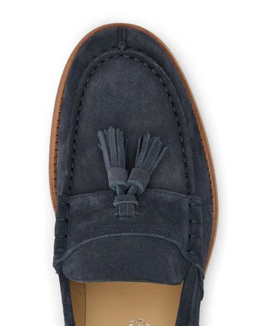 Tod's Blue Tassel-Detail Suede Loafers for men