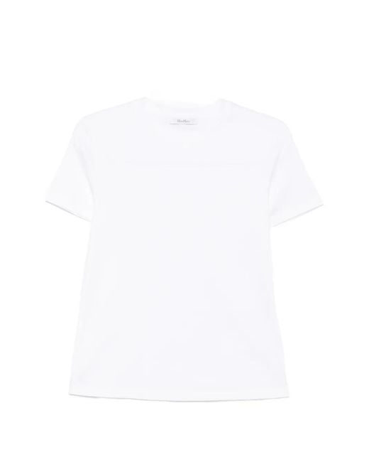 Max Mara White Embroidered-Logo T-Shirt